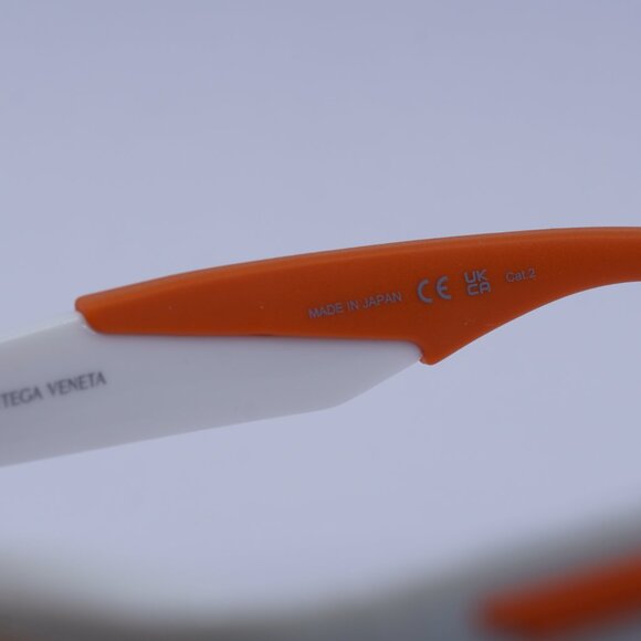 Bottega Veneta BV1233S 004 Sunglasses Ivory/Orange Square Frame, Brown Lenses - Picture 8 of 11